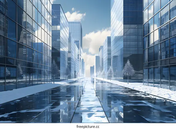 City street in ice and snow