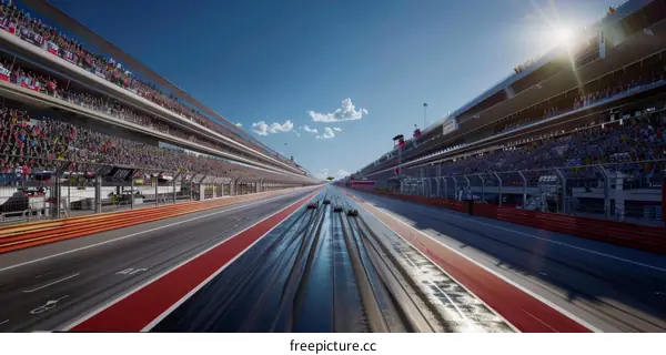 Formula One cars racing on a track