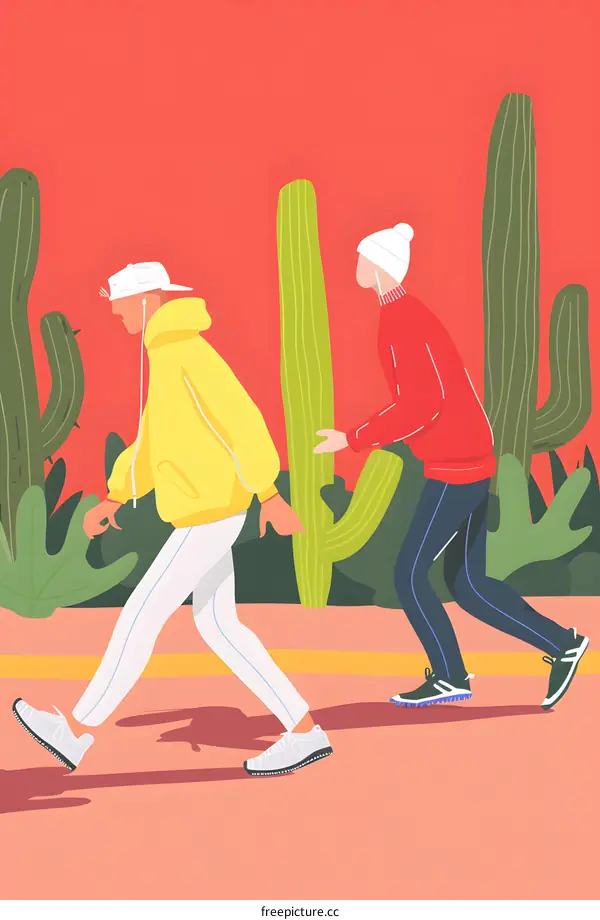 Two Men Walking in the Desert