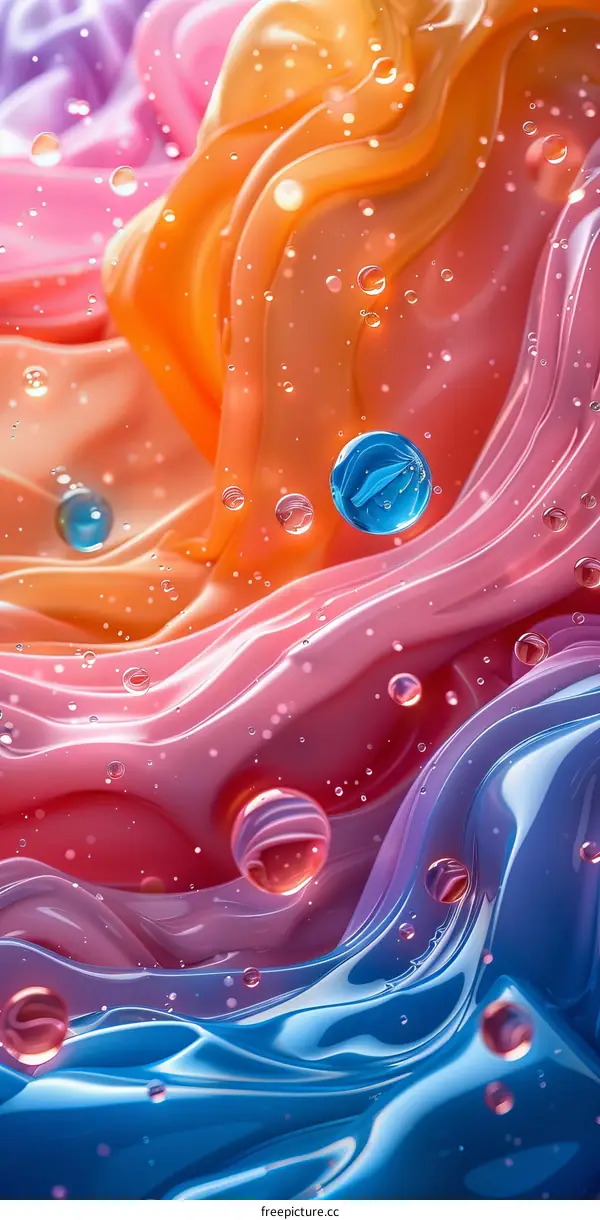Abstract Liquid Painting with Vibrant Colors