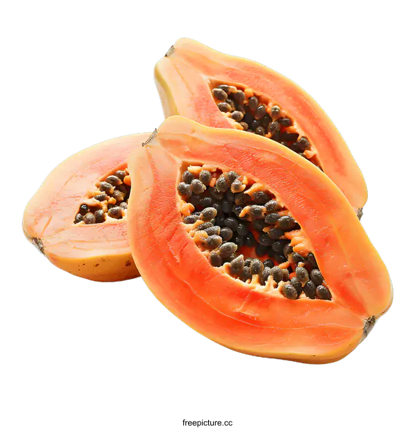 [Transparent Background PNG]three halves of papaya