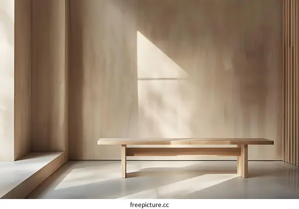 Minimalist Wooden Bench In Modern Interior Design