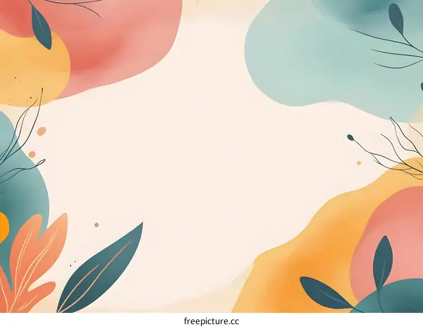 Abstract Watercolor Background With Floral Elements