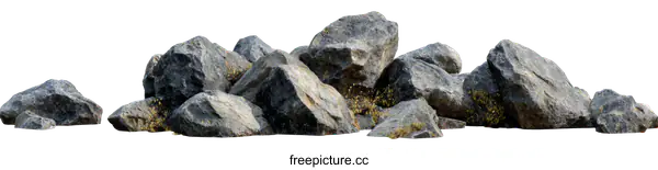 [Transparent Background PNG]Pile of Gray Rocks Isolated on White Background