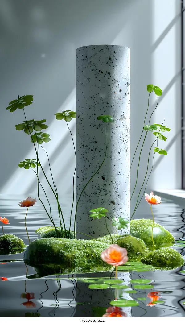 Still life with flowers and plants