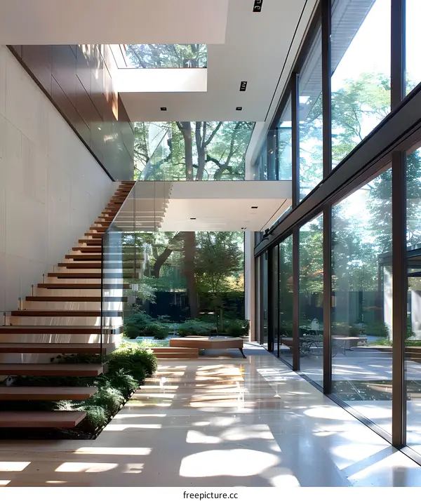 Modern Glass Staircase with Natural Light and Views