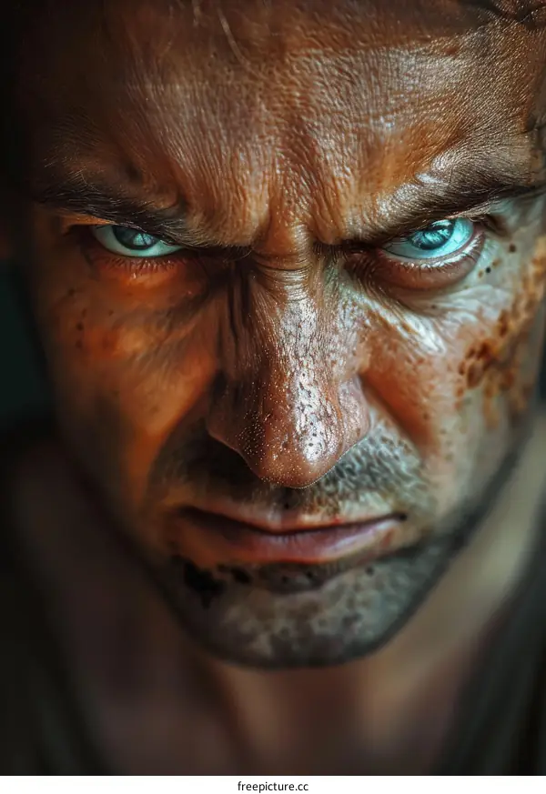 Close Up Portrait of a Serious Man