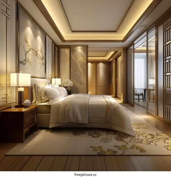 Elegant Luxury Chinese Bedroom Interior Design