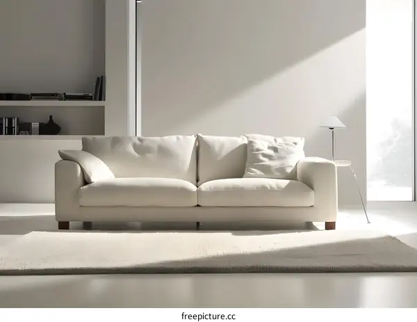 Modern White Sofa in Minimalist Living Room with Natural Light