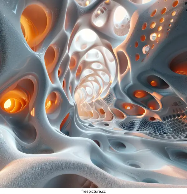 Futuristic Organic Architecture with Glowing Elements