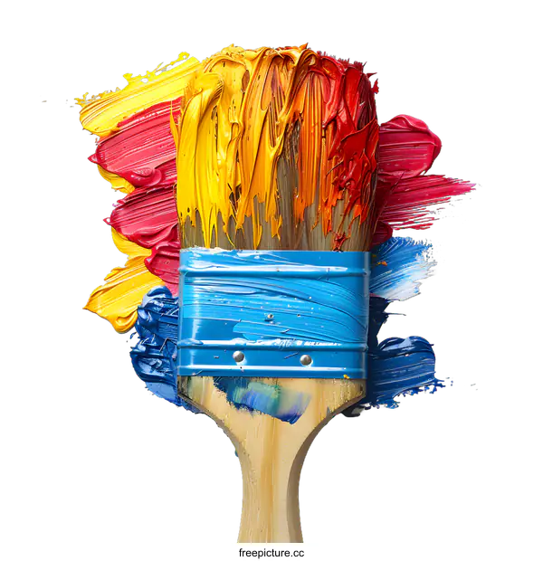 [Transparent Background PNG]Colorful brush strokes with a paintbrush