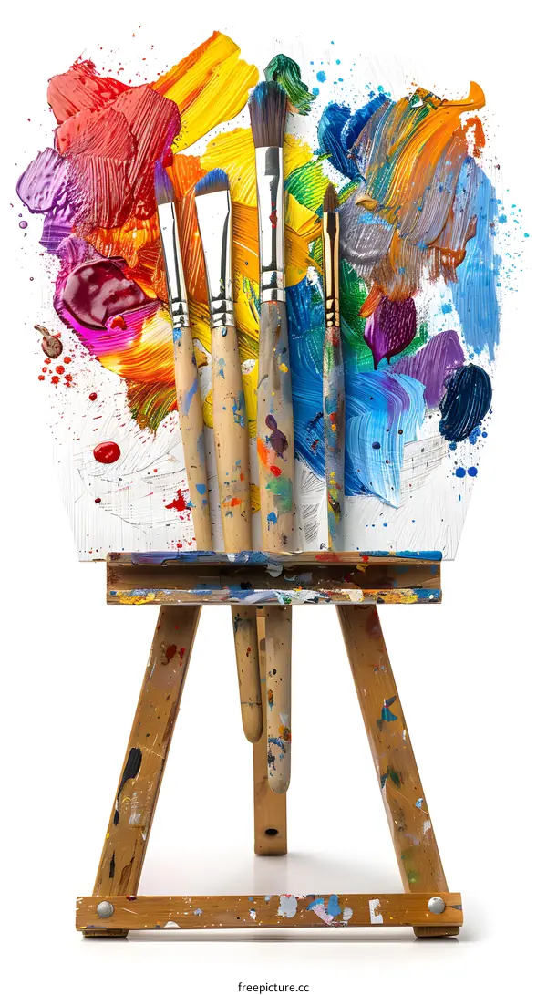 An image of paintbrushes on a canvas with colorful paint