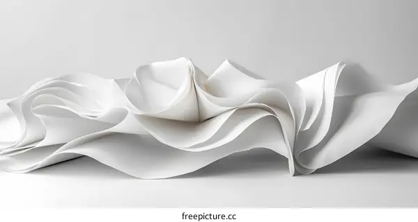 Abstract white paper waves background