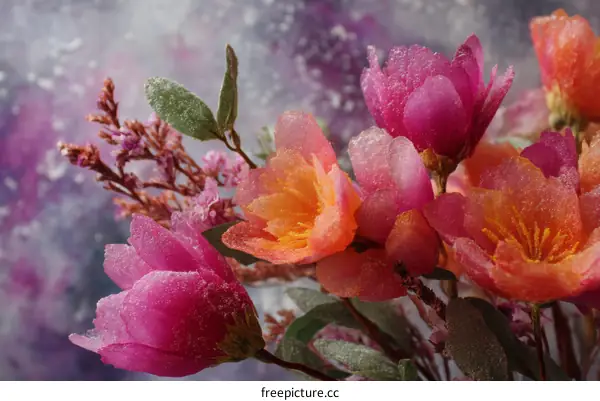 Frosted Flowers Bouquet Closeup