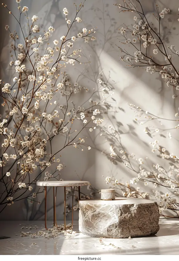 3D Product Display Stand with Cherry Blossoms