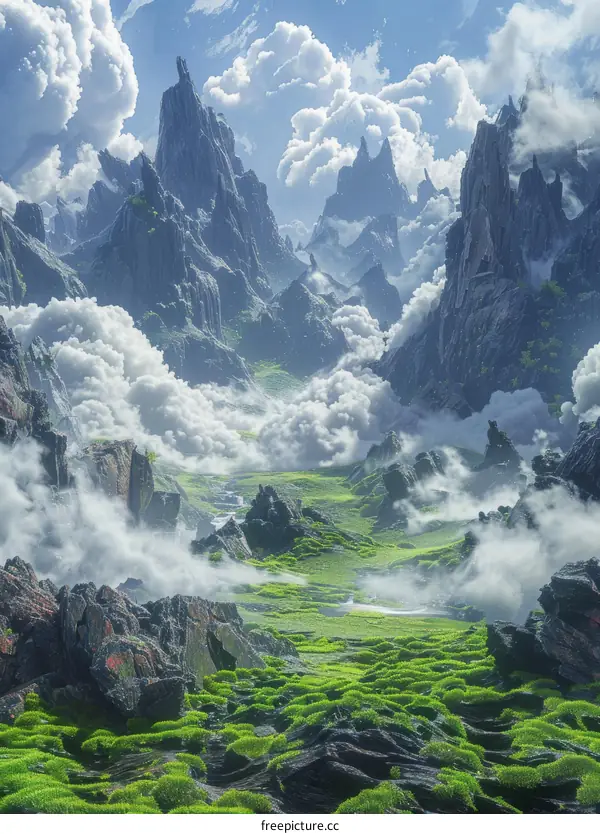 Green Valley Between Majestic Mountains