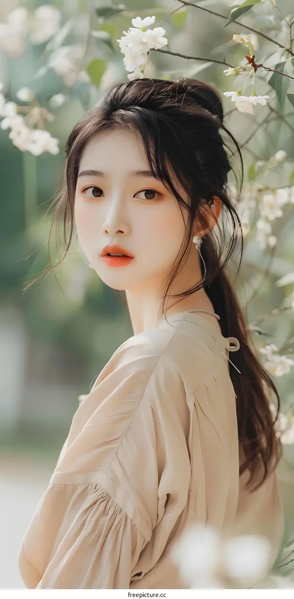 Portrait of a Young Woman With Flowers