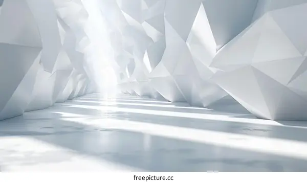 Futuristic White Polygonal Tunnel
