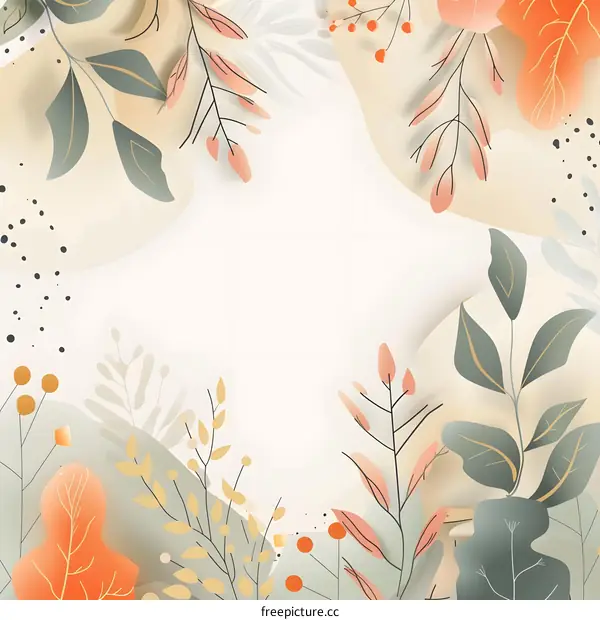 Abstract Floral Frame with Pastel Colors and White Background