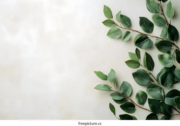 Green Leaves on a White Background