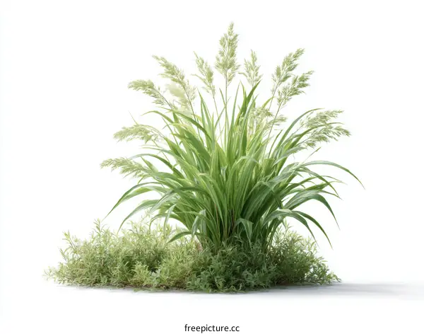 Green Grass Plant Group Isolated on White Background