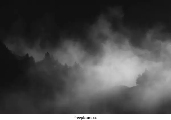Misty Mountain Landscape in Black and White