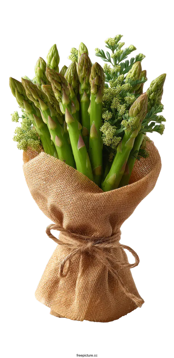 [Transparent Background PNG]Asparagus Bouquet Wrapped in Burlap