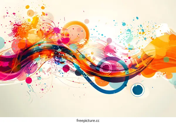 Colorful Abstract Art With Paint Splatter