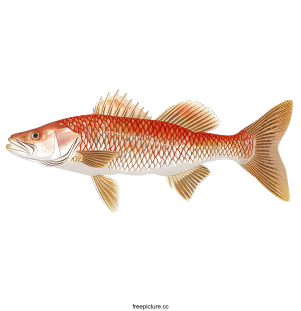 [Transparent Background PNG]Red Fish Illustration on White Background