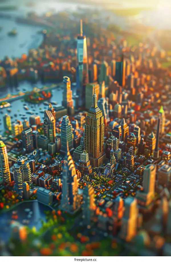 New York City Skyline Pixel Art Illustration