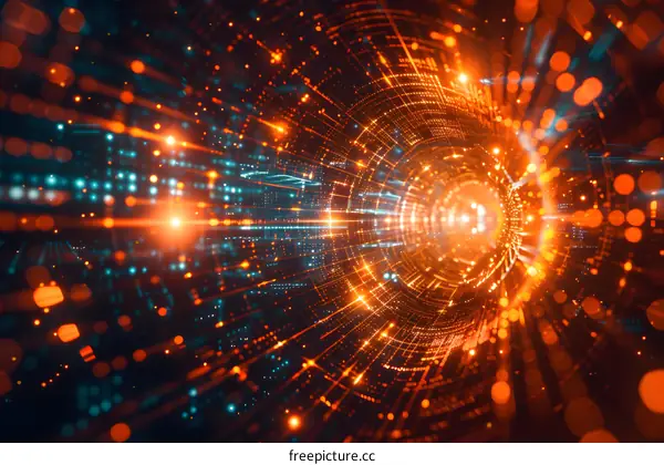 Orange and Blue Digital Tunnel