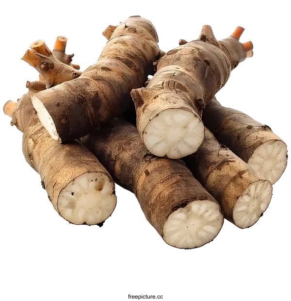 [Transparent Background PNG]Fresh Taro Roots on White Background