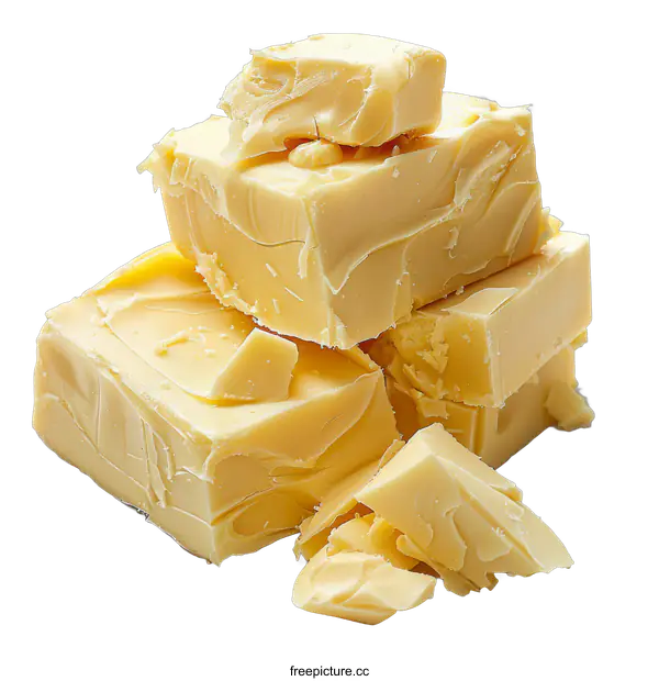 [Transparent Background PNG]Close-up of a stack of yellow cheese blocks
