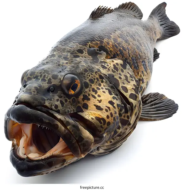 Large Grouper Fish on White Background