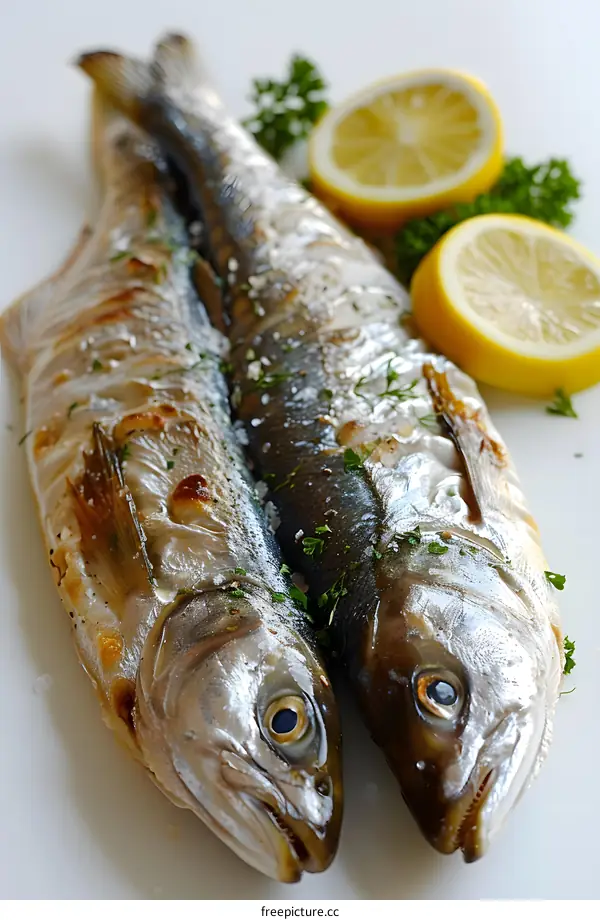 Two Grilled Fish with Lemon and Parsley