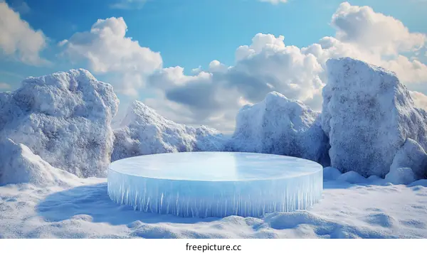 Icy Winter Scene Product Display Platform