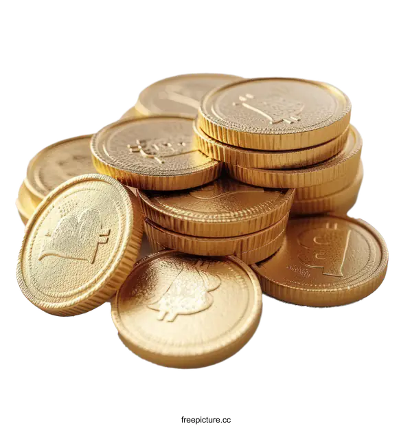 [Transparent Background PNG]A pile of gold Bitcoin cryptocurrency coins