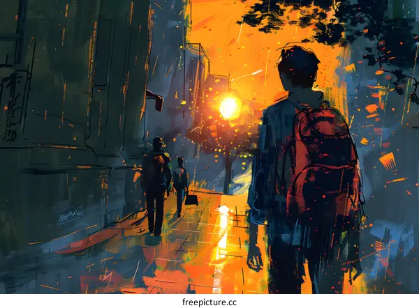 A lonely man walking on the street