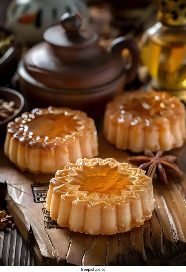 Closeup of Sweet Pastry with Jelly Filling on Wooden Board