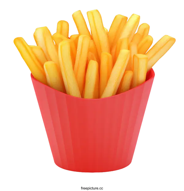 [Transparent Background PNG]Crispy French Fries in a Red Box
