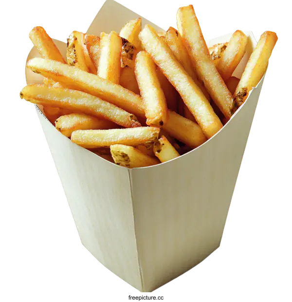 [Transparent Background PNG]Delicious French Fries in a Wooden Box