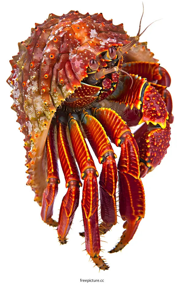 Red Hermit Crab on White Background