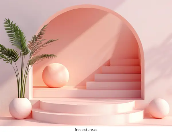 Pink Archway Display Stage Illustration