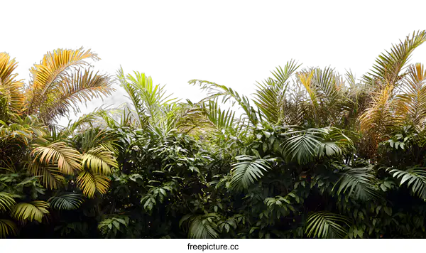 [Transparent Background PNG]Green Palm Leaves Against White Background