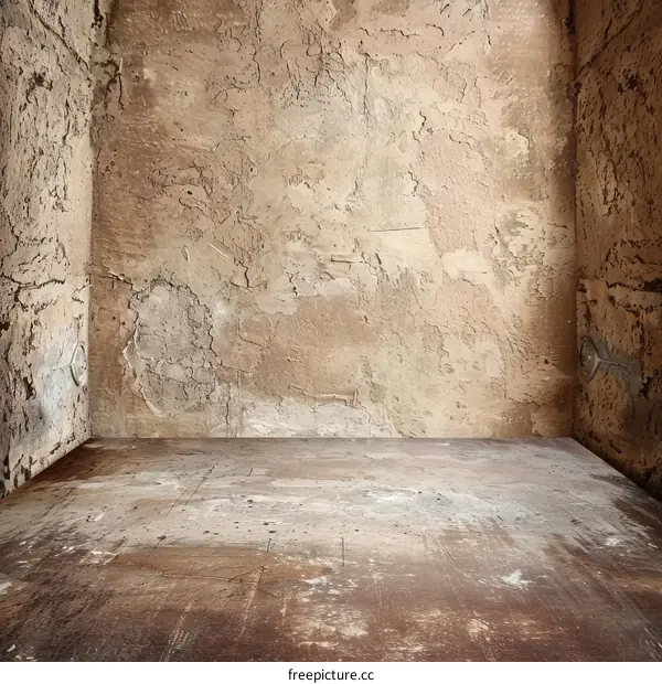 Vintage Interior of a Worn Out Room with Wooden Floor