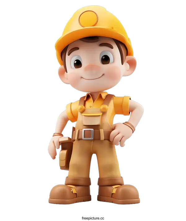[Transparent Background PNG]3D illustration of a construction worker