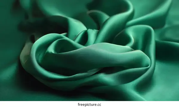 Emerald Green Satin Fabric Texture Close Up