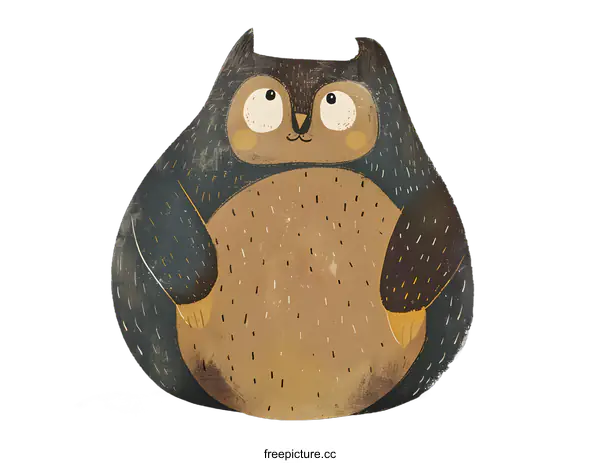[Transparent Background PNG]Cute Cartoon Owl Illustration with Big Eyes