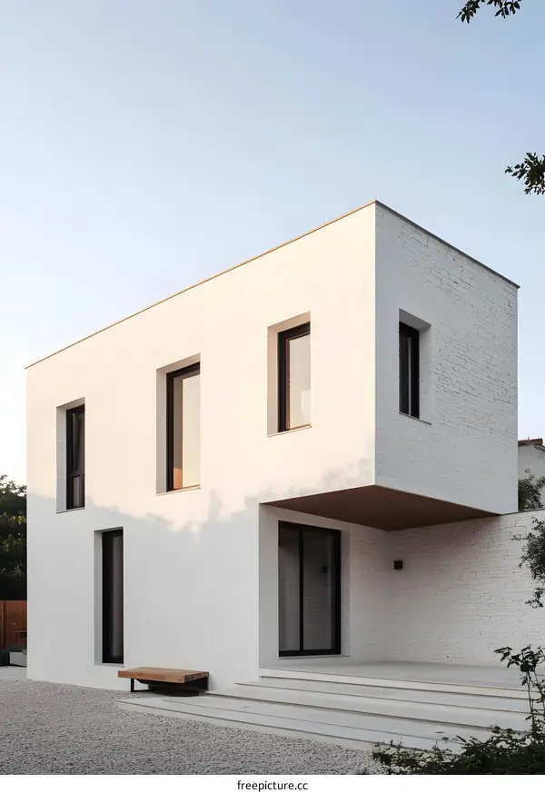 Minimalist White Brick House with Modern Design