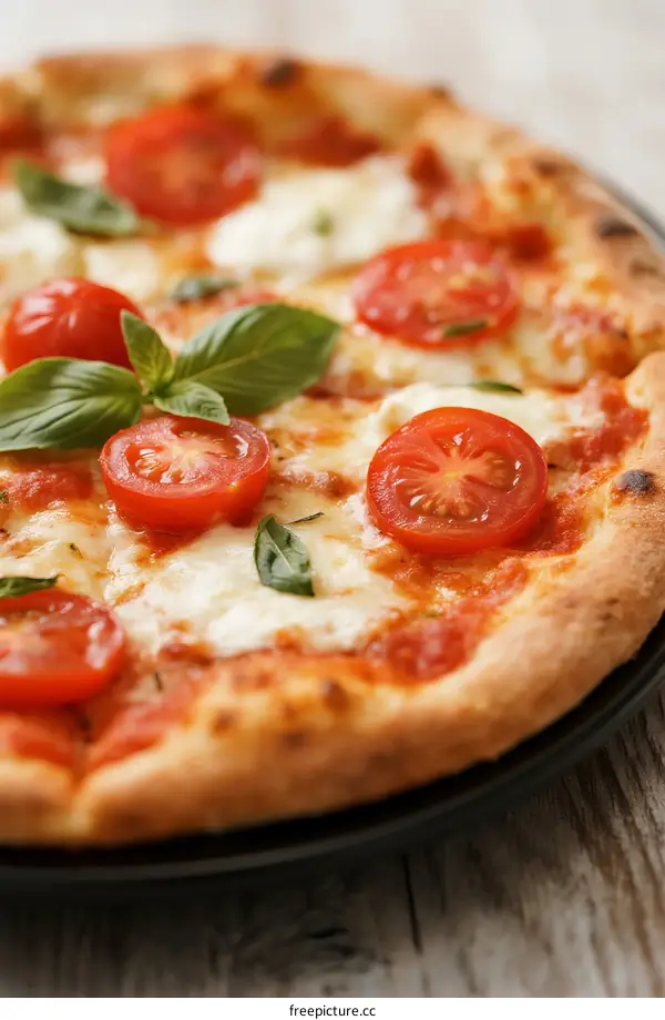 Delicious Fresh Margherita Pizza with Mozzarella and Basil